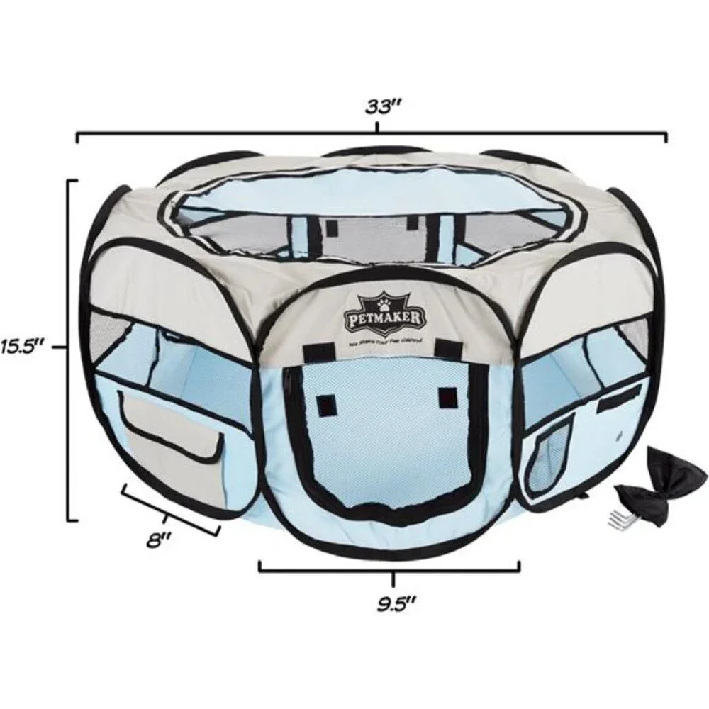 Pet Playpen - 33x15 Pop-Up Dog Kennel with Carry Bag -Portable Play Pen for Dogs